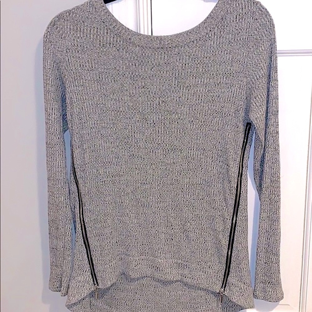 Rachel Roy Side Zipper Grey Marled Sweater Size XS